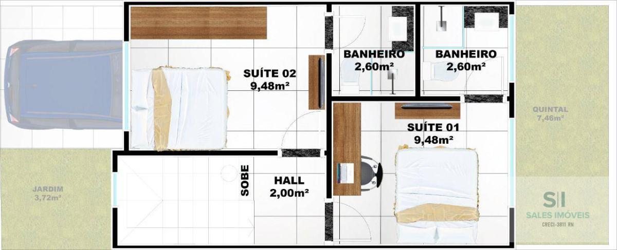  - Casa de condomínio com 2 quartos, 90,17m², à venda em Parnamirim, Santa tereza